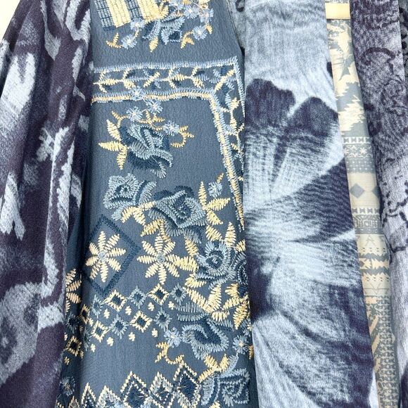 John Mark Print Embroidered Kimono Size Medium Floral Patchwork Boho - Picture 5 of 8